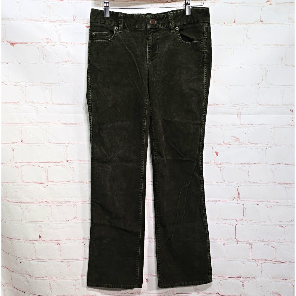 J.CREW Favorite Fit Green Corduroy Straight Pants Mid Rise Stretch Pockets 2S